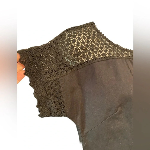 Anthropologie Girls From Savoy Linen Blend Black Dress - Picture 3 of 11